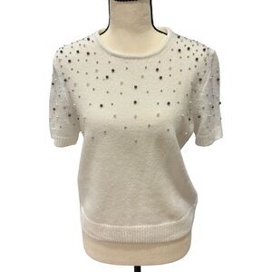 H&M White Beaded Women's Blouse